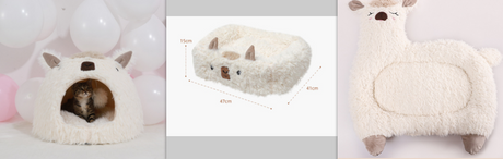 Cama para mascotas de alpaca Cama cálida para perros y gatos de felpa