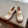 Platform Loafers Square Toe Slip-on Small Leather Shoes