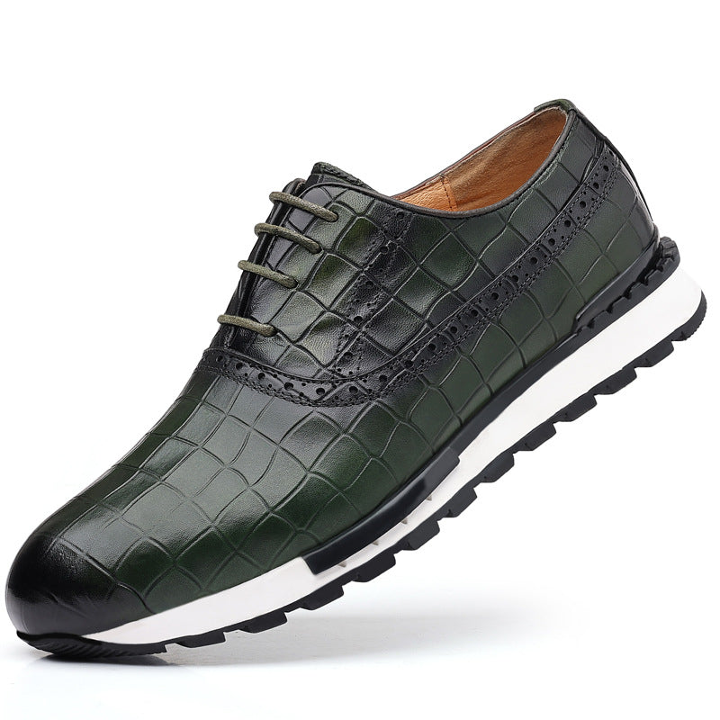 Zapatos británicos de piel de becerro con capa superior informal con cordones para hombre