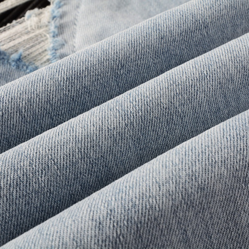 European And American High Street Jeans Patch Ripped