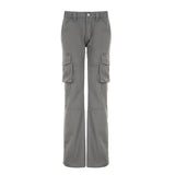 Loose Leisure Workwear Pocket Slimming Low Waist Straight-leg Pants Women