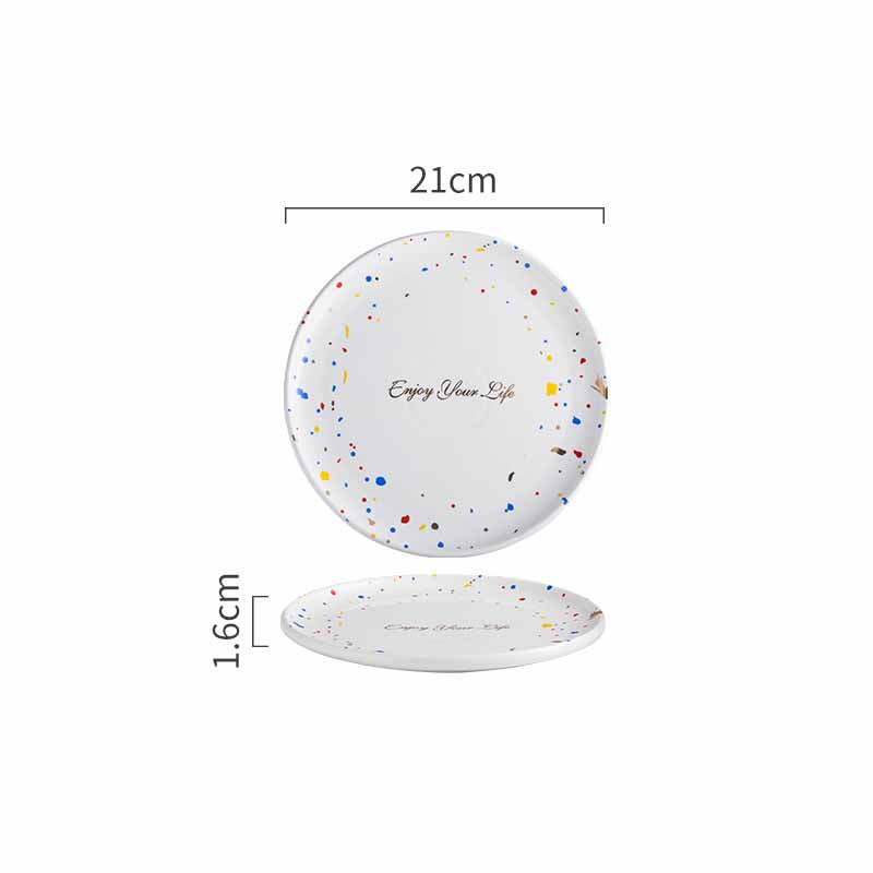 Household Simple Ceramic Terrazzo Plate Tableware