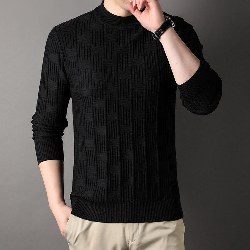 Solid Color Half Collar Thickened Men's Casual Sweater