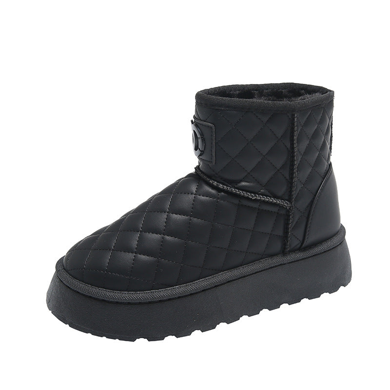 Botas de moda de invierno de talla grande de forro polar grueso para mujer