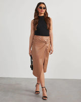 Women's Split Mid-length Hot Girl Leather Hip Skirt