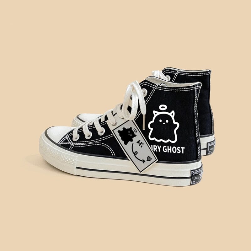 Black Graffiti Casual Canvas Shoes For Students