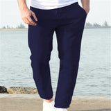 Men's Linen Summer Casual Pants Drawstring Trousers