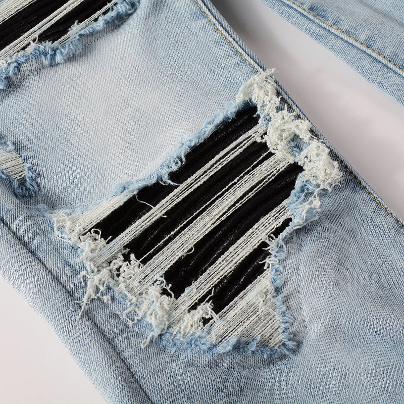 European And American High Street Jeans Patch Ripped