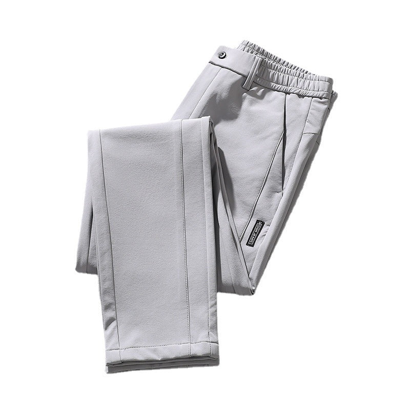 Pantalones casuales ultrafinos con cintura elástica de moda para hombre Ice Silk