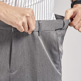 Pantalones de traje para hombre, rectos, sin planchar, de negocios