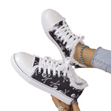 Large Flat Bottomed Graffiti Canvas Shoes For Women