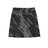 Women's Retro Gray Tie Dyed Letter Printed Denim Skirt