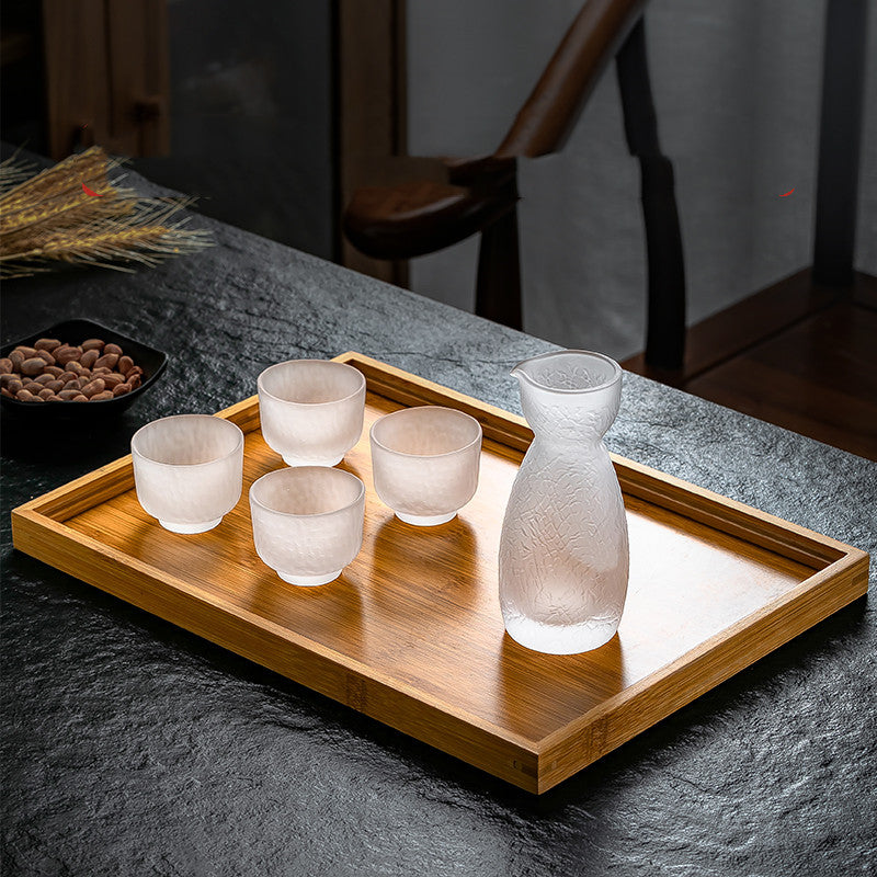 Juego de jarra de sake esmerilado de estilo japonés, utensilios para beber de vidrio