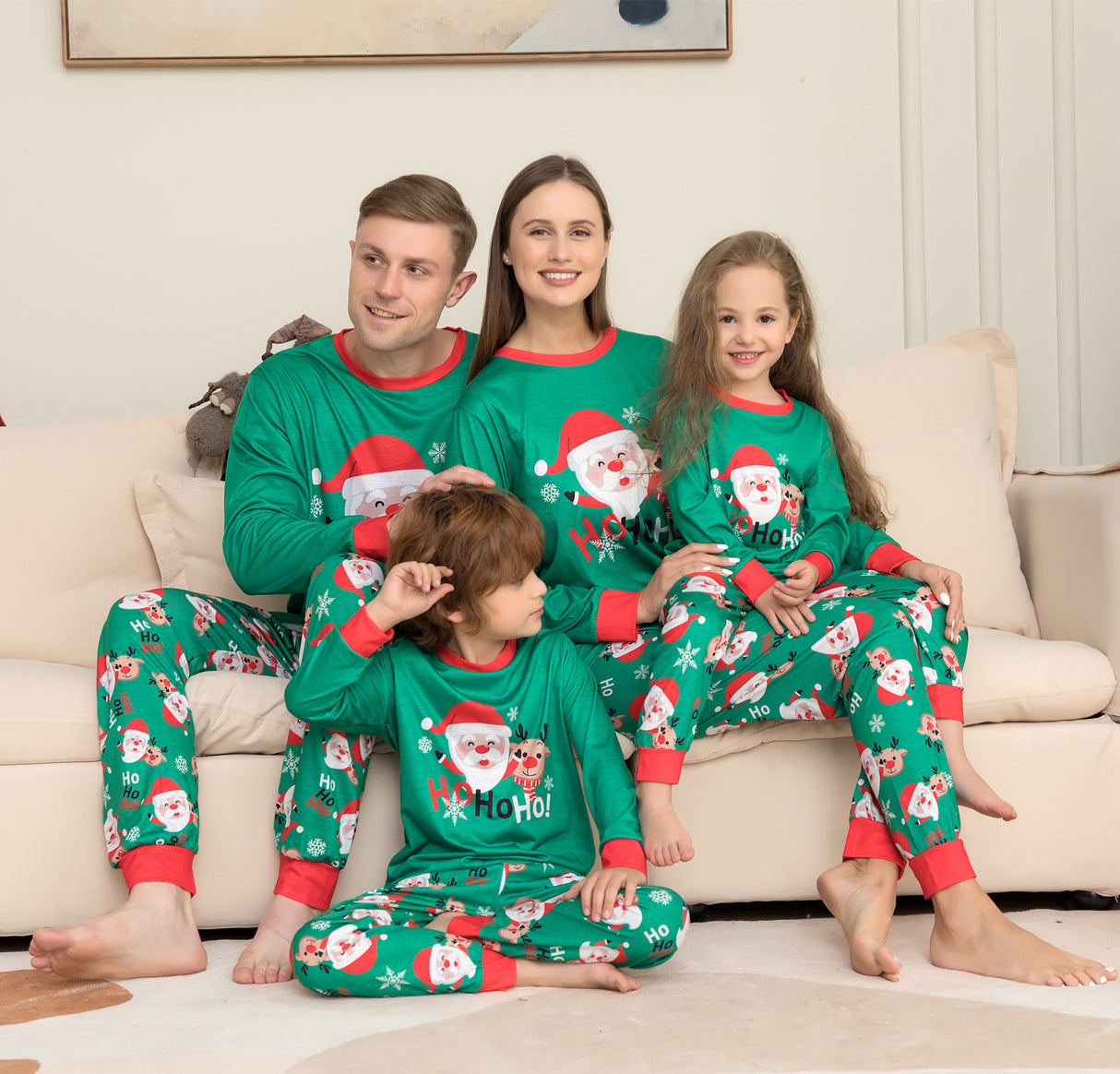 Pijamas navideños para la familia, conjuntos de pijamas navideños familiares a juego, ropa de dormir superior estampada de Papá Noel