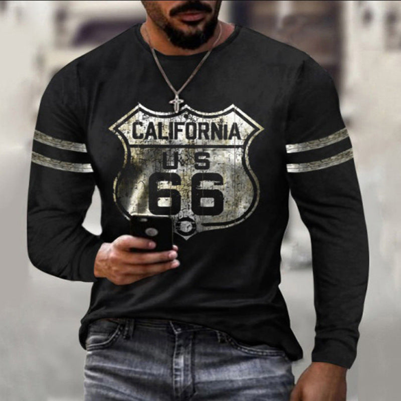 Camiseta de manga larga con estampado muscular para hombre