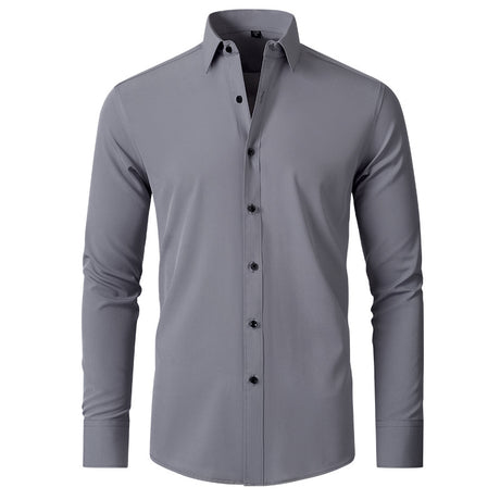 Camisa de fuerza elástica completa para hombre, camisa fina de negocios Simple antiarrugas, sin planchar, para hombre