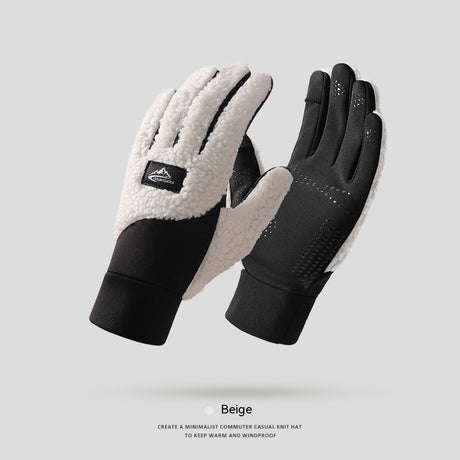 Teddy Velvet Insulated Gloves For Outdoor Use