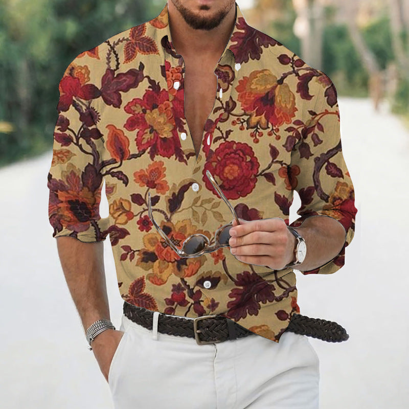 Camisa floral suelta para hombre Playa Retro