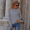 Fall Winter Fashion Beaded Knitted Sweater Solid Color Pullover Off-the-shoulder Sweater For Women