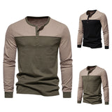 Men's Color Matching Long-sleeved T-shirt European And American