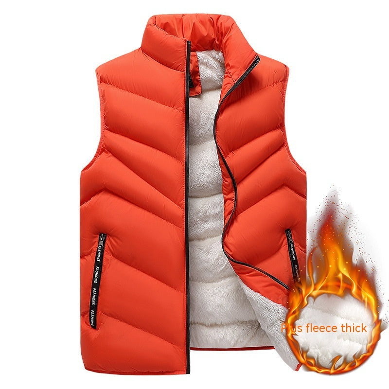 Down Cotton Vest Winter Fleece-lined Warm Berber Fleece Vest Men's Thickened Youth Coat