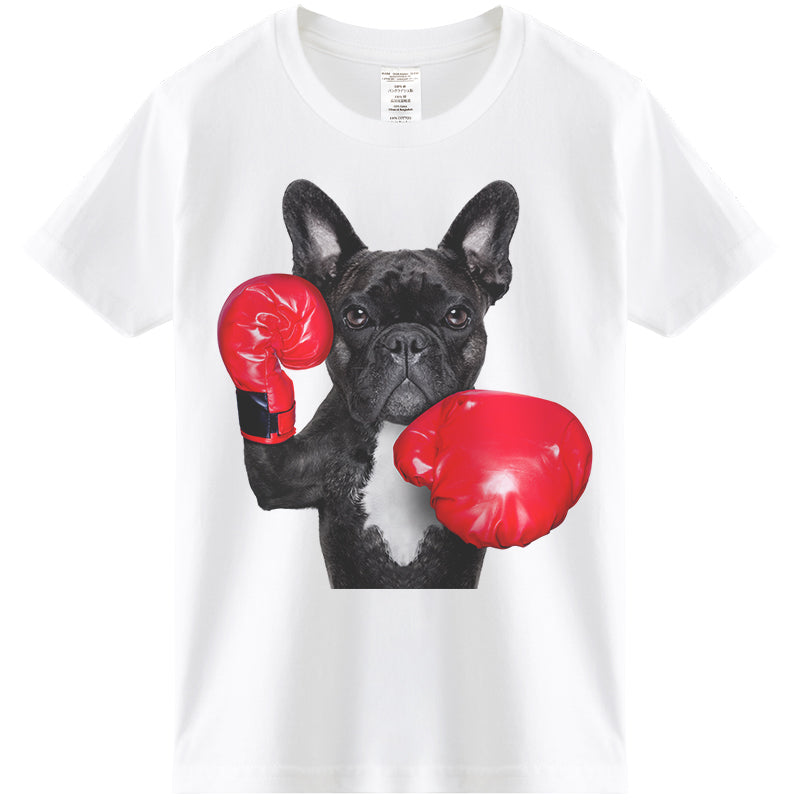 Camiseta de manga corta para niños con estampado 3D de cachorro de Bulldog Francés