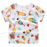 Camiseta de algodón con dibujos animados de autobús escolar, unisex, para niños