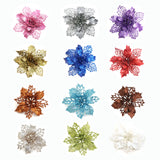 Glitter Artifical Christmas Flowers Christmas Tree Decorations For Home Fake Flowers Xmas Ornaments New Year Decor