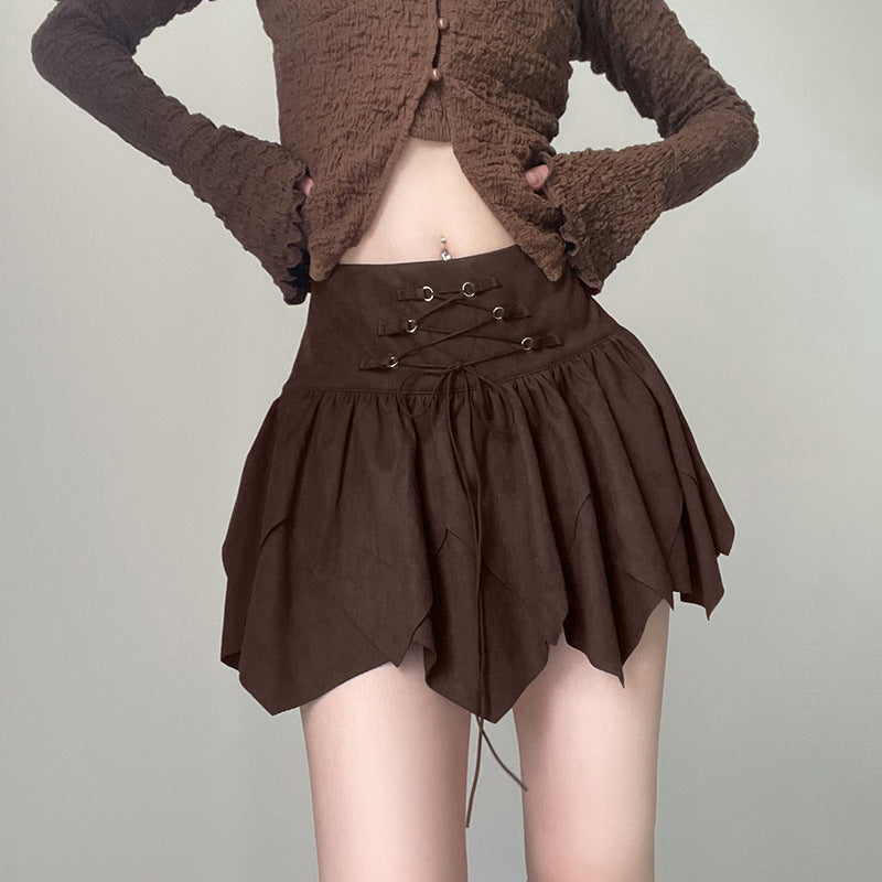 Women's Irregular Lace-up Waist Skirt