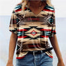 Women's Geometric Printed Short-sleeved Casual V-neck T-shirt