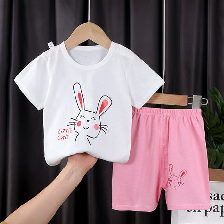 Camiseta De Algodón De Dos Piezas Con Mangas Cortas Para Niños Y Niñas