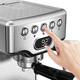 Máquina de café expreso Geek Chef, máquina de café expreso de 20 bares con espumador de leche para café con leche, capuchino, macchiato, para cafetera de café expreso casera, tanque de agua de 1,8 l, acero inoxidable, Ban On Amazon