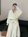 Autumn And Winter New Elegant Belt Knitted Trench Coat For Women