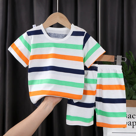 Camiseta De Algodón De Dos Piezas Con Mangas Cortas Para Niños Y Niñas