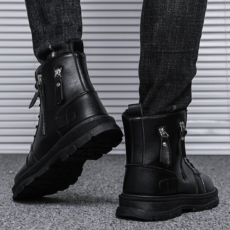 Zapatos de invierno para hombre, botas de cuero de nueva moda, tendencia informal para hombre