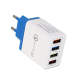 Cargador USB de carga rápida 3,0, 4 adaptadores de teléfono para tableta, cargador móvil de pared portátil, cargador rápido