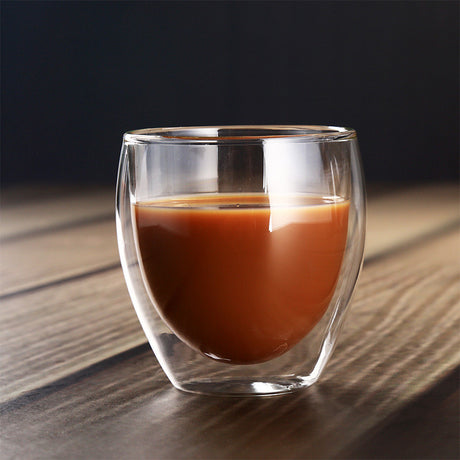 Taza de café doble de vidrio resistente al calor.