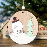 Decoraciones navideñas colgante de placa de madera pintada