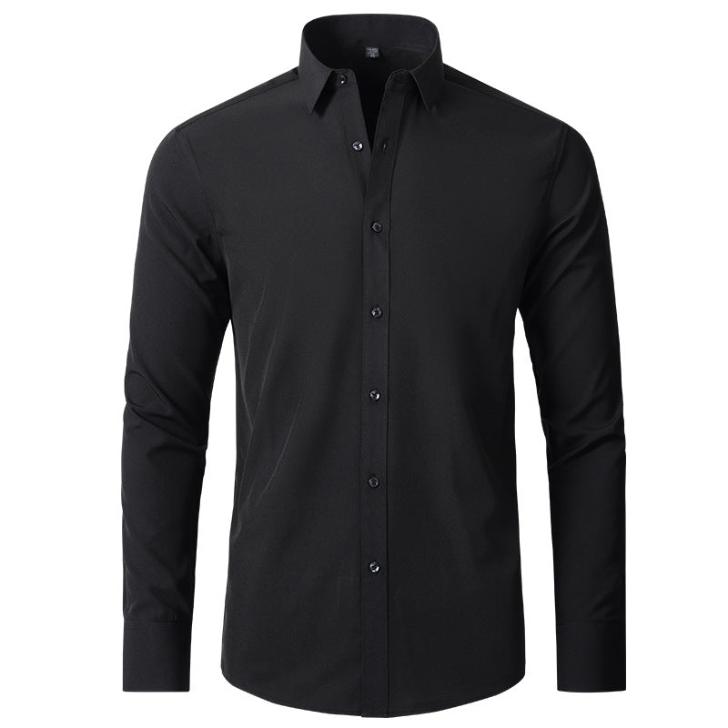 Camisa de fuerza elástica completa para hombre, camisa fina de negocios Simple antiarrugas, sin planchar, para hombre