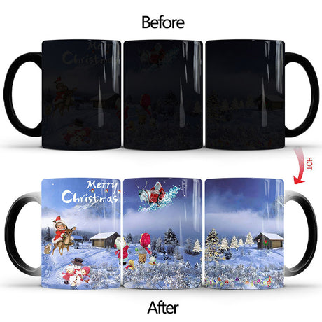 Taza mágica de Feliz Navidad, tazas que cambian de Color con temperatura, taza sensible al calor, café, té, Taza de leche, regalos novedosos para niños