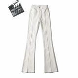 European And American Retro High Waist Bootcut Pants Back Waist Hollow-out Middle Seam Design