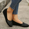 Women's Fashion Casual Flat Bottom Rhinestone Round Head Pumps