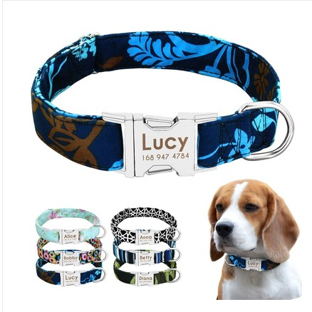 Collar con nombre para perro, Collar para perro grande personalizado, etiqueta con letras