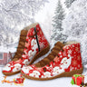 Christmas Ankle Boots Women Santa Claus Snowflake Print Flats Shoes Casual Slip-on Side Zipper Design Short Boot