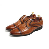 Men's New British Woven Pointed Business Leather Shoes