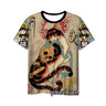 Japanese Samurai Cat 3D Digital Printing Men's Round Neck Short Sleeve