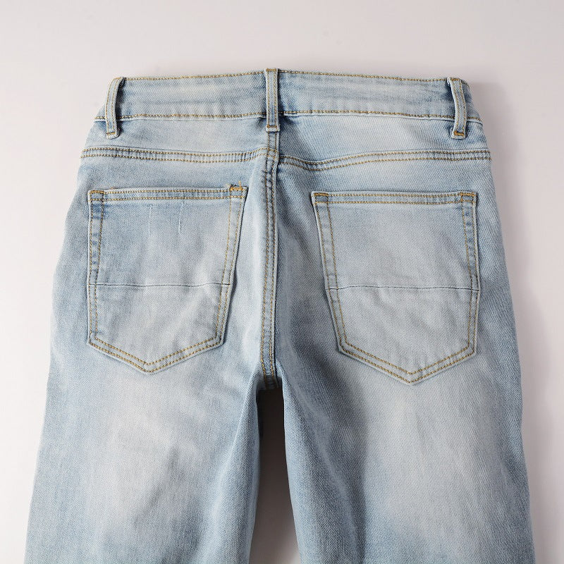 European And American High Street Jeans Patch Ripped