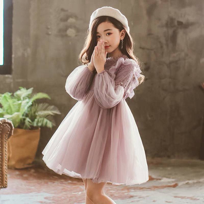 Ropa para niños Ropa de otoño para niñas Nuevo vestido de princesa de manga larga