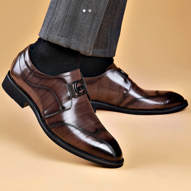 Zapatos de cuero de negocios informales, versátiles y de moda para hombre