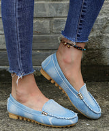 Pure Blue Denim Viscose Shoes Pointed Toe Low-top Shoes